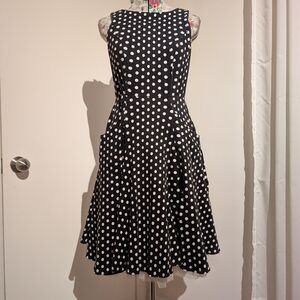 Collectif Black and White Polka Dot Midi Dress